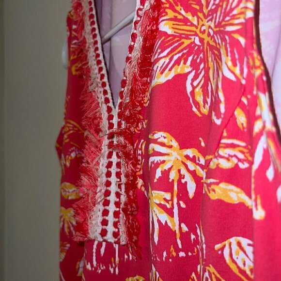 J.McLaughlin Brent split V-neck Sleeveless Dress Catalina Cloth Fringe Palm - XS - Picture 5 of 9